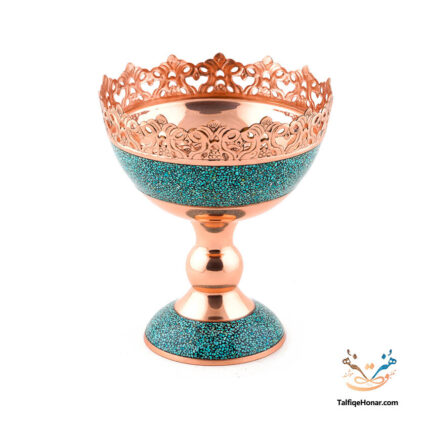 Copper based Turquoise inlaid Serving bowl, size: 20